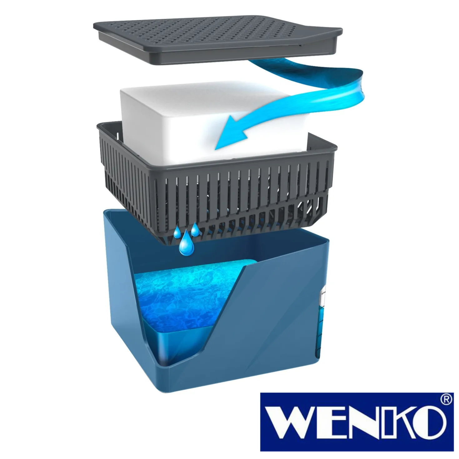 WENKO Raumentfeuchter Cube, Blau, 500 g, 2er Set, Luftentfeuchter
