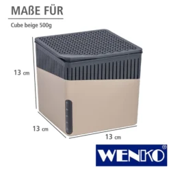 WENKO Raumentfeuchter Cube Beige 2 x 500 g, für Räume bis ca. 40 m³