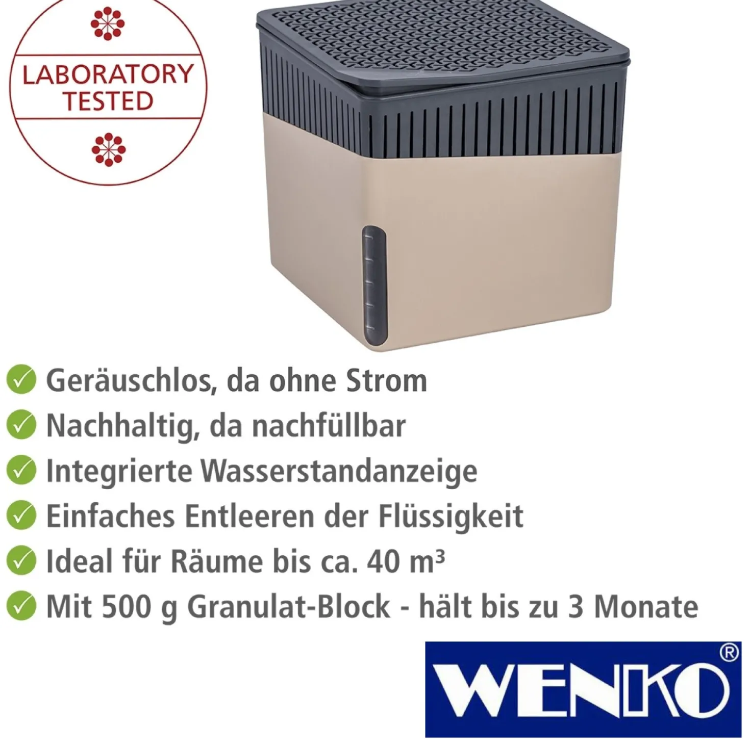WENKO Raumentfeuchter Cube Beige 2 x 500 g, für Räume bis ca. 40 m³