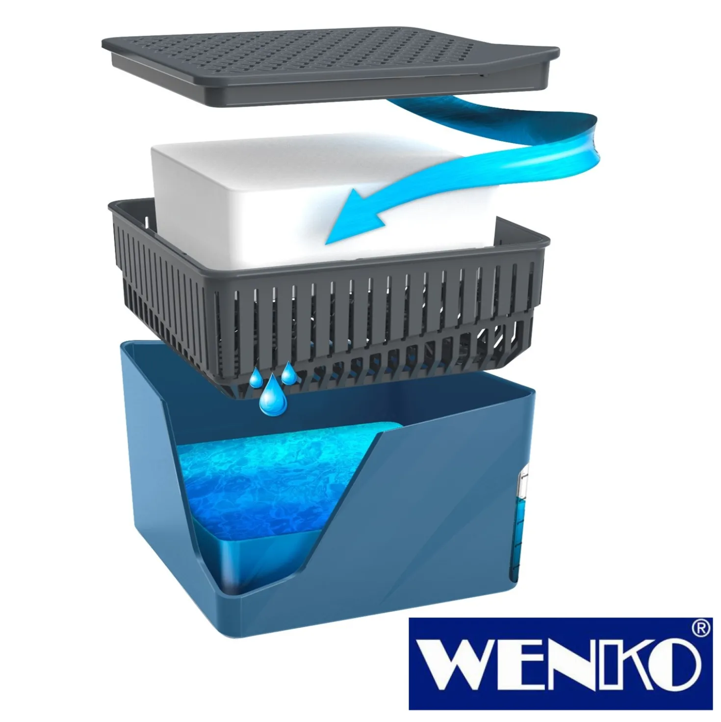 WENKO Raumentfeuchter Cube, Blau, 1000 g, 2er Set, Luftentfeuchter