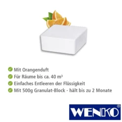 WENKO Raumentfeuchter Cube Nachfüller 500 g mit Orangenduft, 3er Set, 3 x 500 g mit Orangenduft