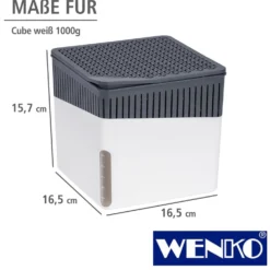 WENKO Raumentfeuchter Cube Weiß 2 x 1000 g, für Räume bis ca. 80m³