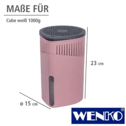 WENKO Raumentfeuchter Drop Rosa 1000 g, senkt die Luftfeuchtigkeit