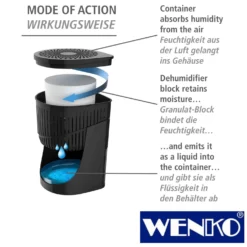 WENKO Raumentfeuchter Drop Schwarz 1000 g, 2er Set, für Räume bis ca. 80m³