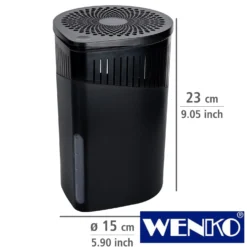 WENKO Raumentfeuchter Drop Schwarz 2 x 1000 g, für Räume bis ca. 80m³