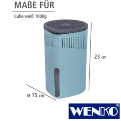 WENKO Raumentfeuchter Drop Türkis 1000 g, senkt die Luftfeuchtigkeit