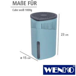 WENKO Raumentfeuchter Drop Türkis 2 x 1000 g, für Räume bis ca. 80m³