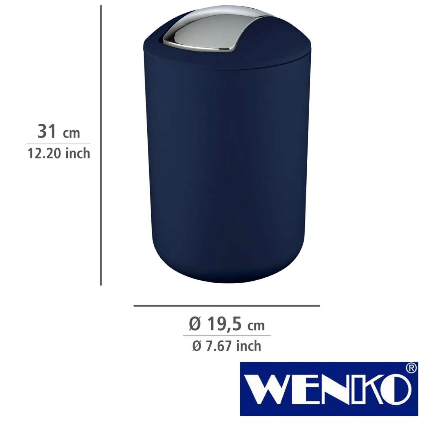 WENKO Schwingdeckeleimer Brasil Dunkelblau L, 6,5 Liter