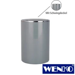 WENKO Schwingdeckeleimer Inca Grey, hochwertiger Kunststoff, 5 Liter
