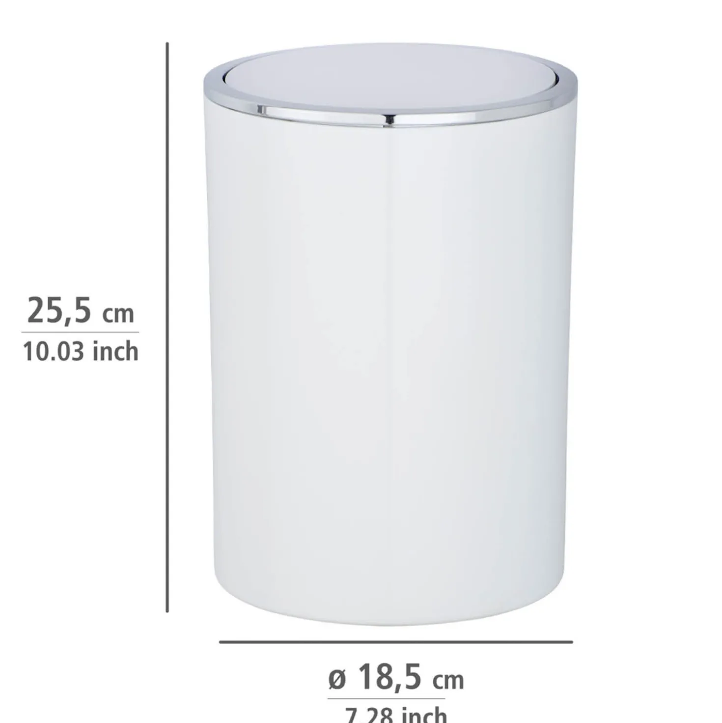 WENKO Schwingdeckeleimer Mod. Inca White, hochwertiger Kunststoff, 5 Liter