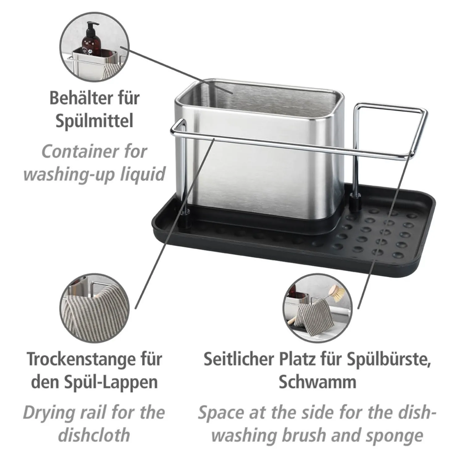 WENKO Spülorganizer Edelstahl Mod. Orio, Spülbecken-Caddy, rostfrei