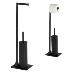 WENKO Stand WC-Garnitur Hella, Schwarz matt lackiert