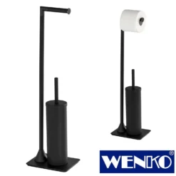 WENKO Stand WC-Garnitur Hella, Schwarz matt lackiert
