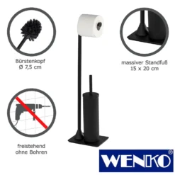 WENKO Stand WC-Garnitur Hella, Schwarz matt lackiert