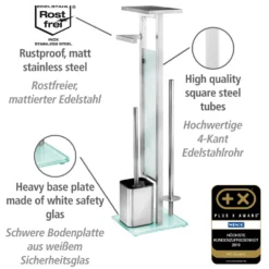 WENKO Stand WC-Garnitur Mod. Debar mit Ablage Edelstahl, rostfrei
