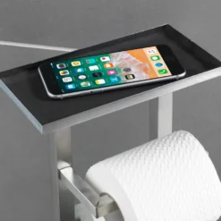 WENKO Stand WC-Garnitur Mod. Debar mit Ablage Edelstahl, rostfrei