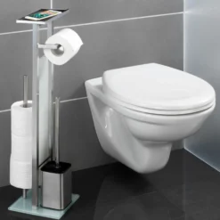 WENKO Stand WC-Garnitur Mod. Debar mit Ablage Edelstahl, rostfrei