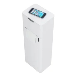 WENKO Stand WC-Garnitur Mod. Imon 6 in 1 Weiß matt, integrierter Toilettenpapierhalter, WC-Bürstenhalter