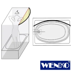 WENKO Teleskop-Badewannenstange bogenförmig Chrom, 110 - 200 cm