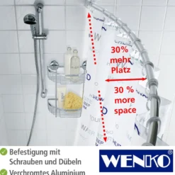 WENKO Teleskop-Badewannenstange bogenförmig Chrom, 110 - 200 cm