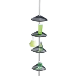 WENKO Teleskop Duschecke Compact Silber, mit 4 Ablagen