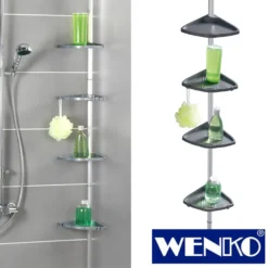 WENKO Teleskop Duschecke Compact Silber, mit 4 Ablagen