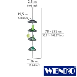 WENKO Teleskop Duschecke Compact Silber, mit 4 Ablagen
