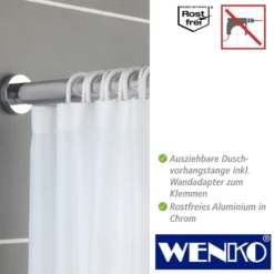 WENKO Teleskop-Duschstange "Luz" 70 - 115 cm aus Edelstahl