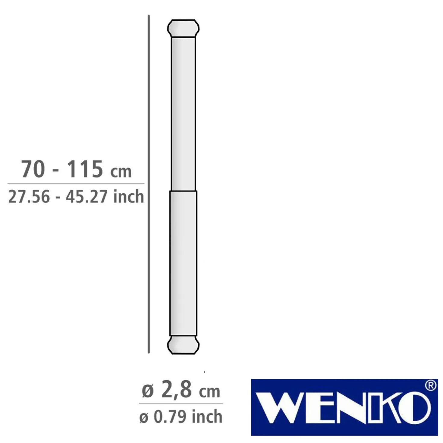 WENKO Teleskop-Duschstange "Luz" 70 - 115 cm aus Edelstahl