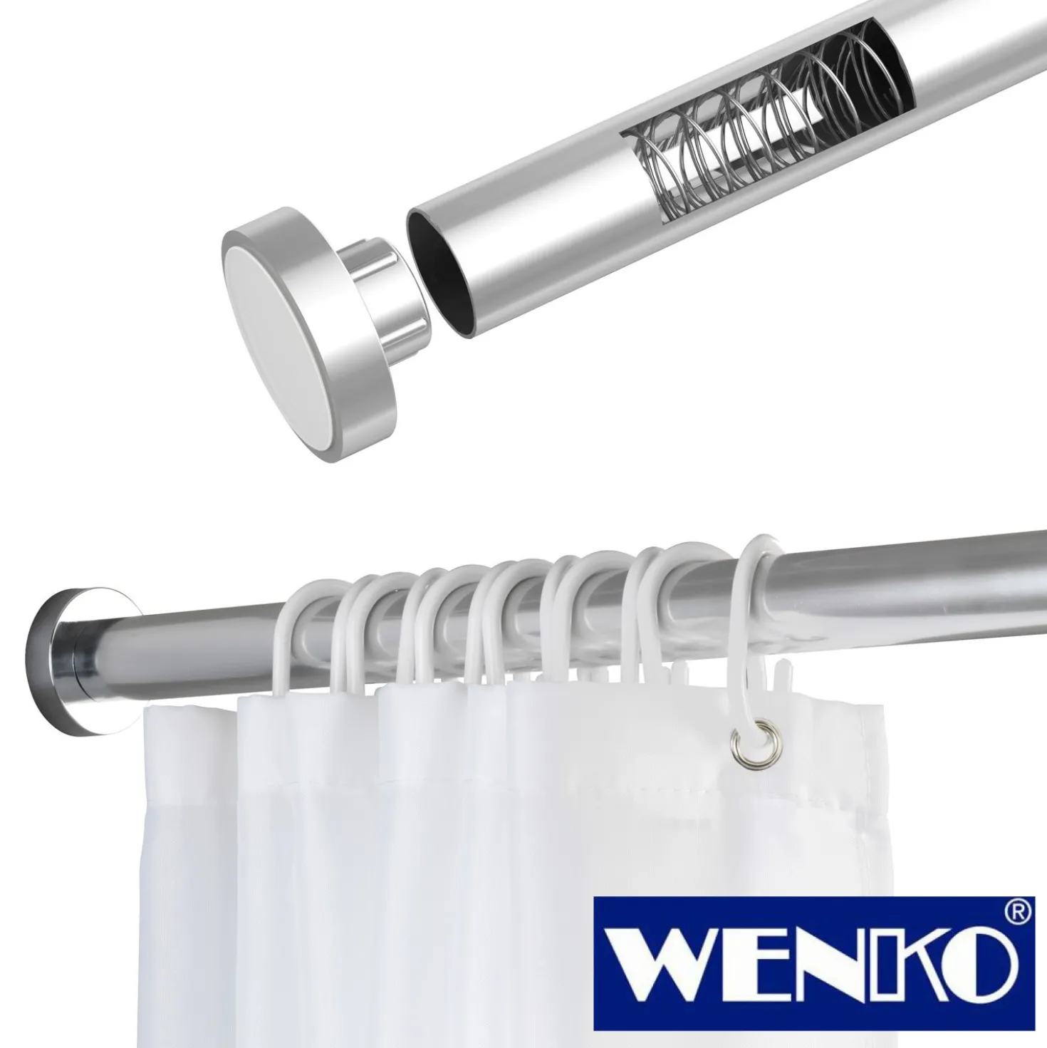 WENKO Teleskop-Duschstange "Luz" 70 - 115 cm aus Edelstahl