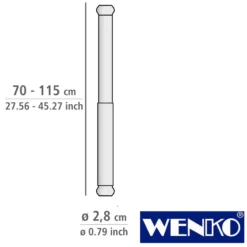 WENKO Teleskop-Duschstange "Luz" 70 - 115 cm schwarz aus Aluminium