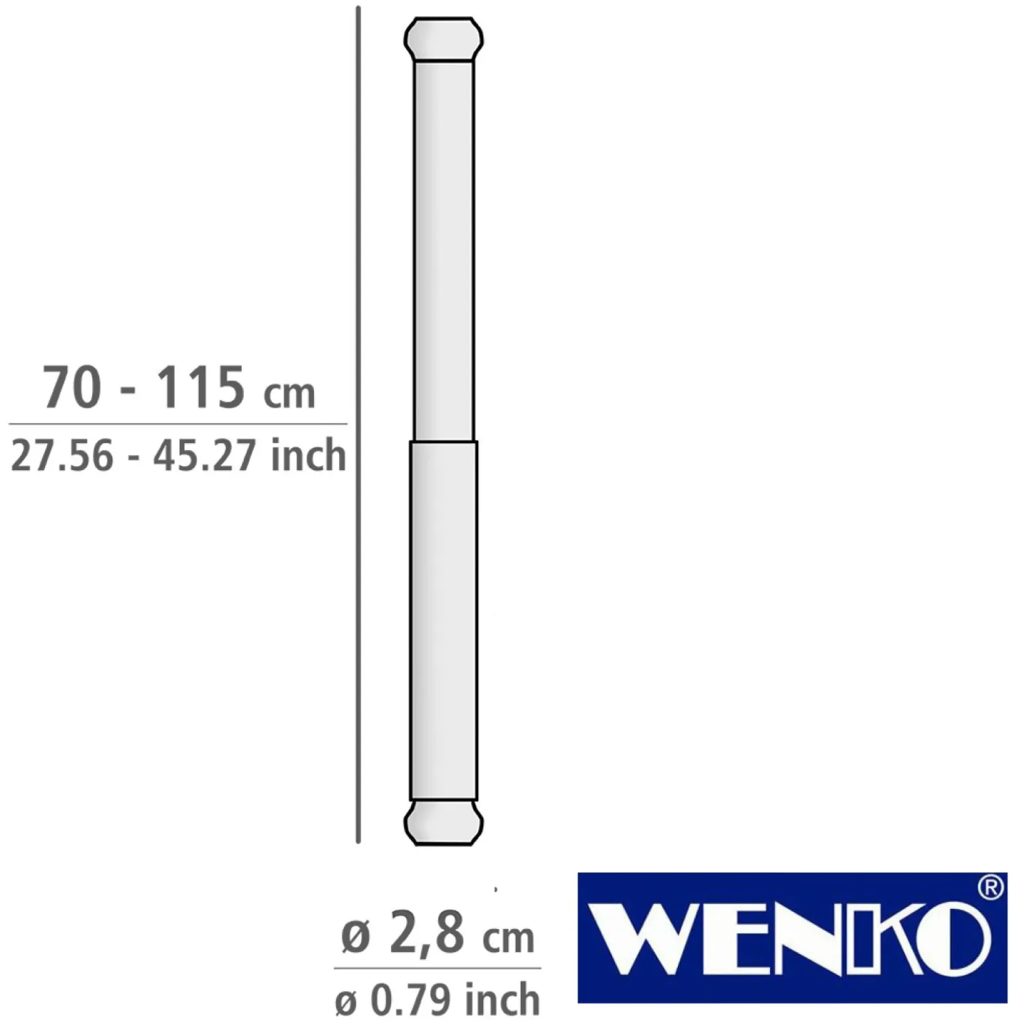 WENKO Teleskop-Duschstange "Luz" 70 - 115 cm weiß aus Aluminium