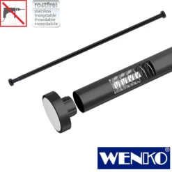 WENKO Teleskop-Duschstange "Luz" 110 - 185 cm schwarz aus Aluminium