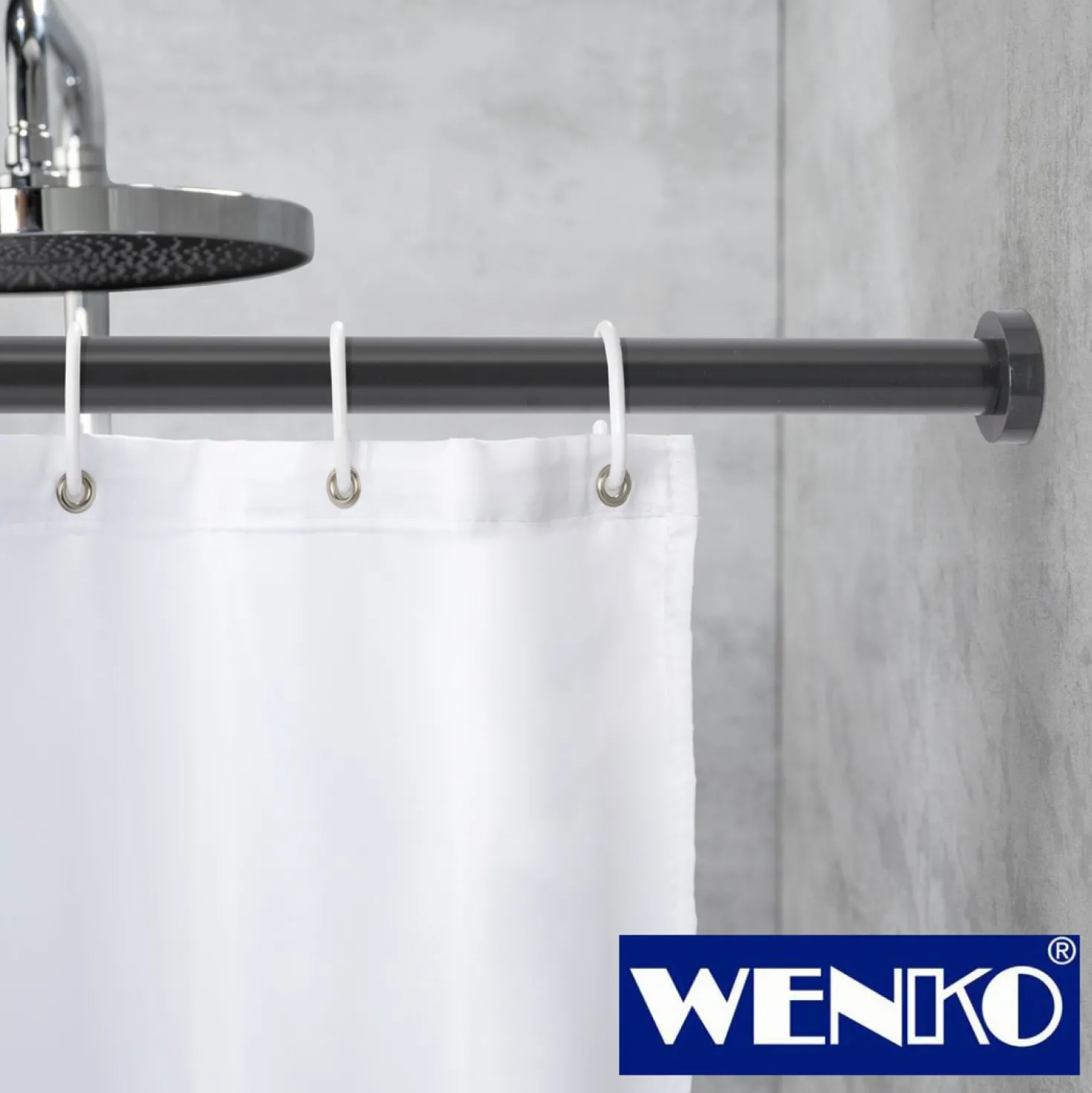 WENKO Teleskop-Duschstange "Luz" 110 - 185 cm schwarz aus Aluminium