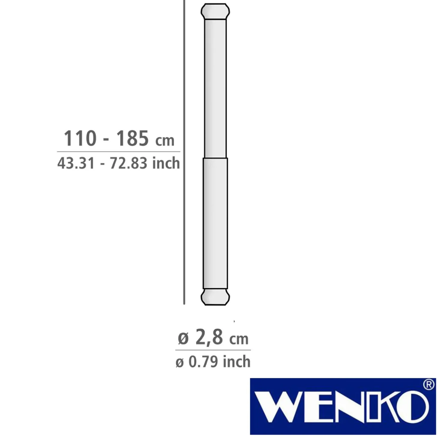 WENKO Teleskop-Duschstange "Luz" 110 - 185 cm schwarz aus Aluminium