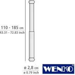 WENKO Teleskop-Duschstange "Luz" 110 - 185 cm aus Edelstahl
