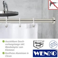 WENKO Teleskop-Duschstange "Luz" 110 - 185 cm aus Edelstahl