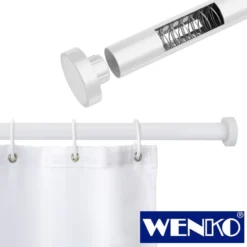WENKO Teleskop-Duschstange Luz 110 - 185 cm, Weiß, Ausziehbare Duschvorhangstange aus rostfreiem Aluminium