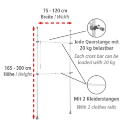 WENKO Teleskop-Garderobensystem Mod. Herkules Basic, verstellbares Ordnungssystem