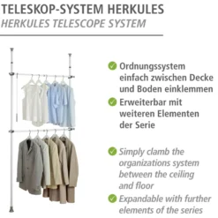 WENKO Teleskop-Garderobensystem Mod. Herkules Basic, verstellbares Ordnungssystem