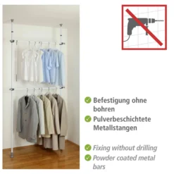WENKO Teleskop-Garderobensystem Mod. Herkules Basic, verstellbares Ordnungssystem