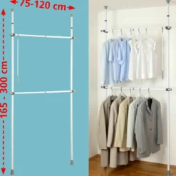 WENKO Teleskop-Garderobensystem Mod. Herkules Basic, verstellbares Ordnungssystem
