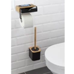 WENKO Toilettenpapierrollenhalter mit Schublade Mod. Bambusa, zur Wandmontage