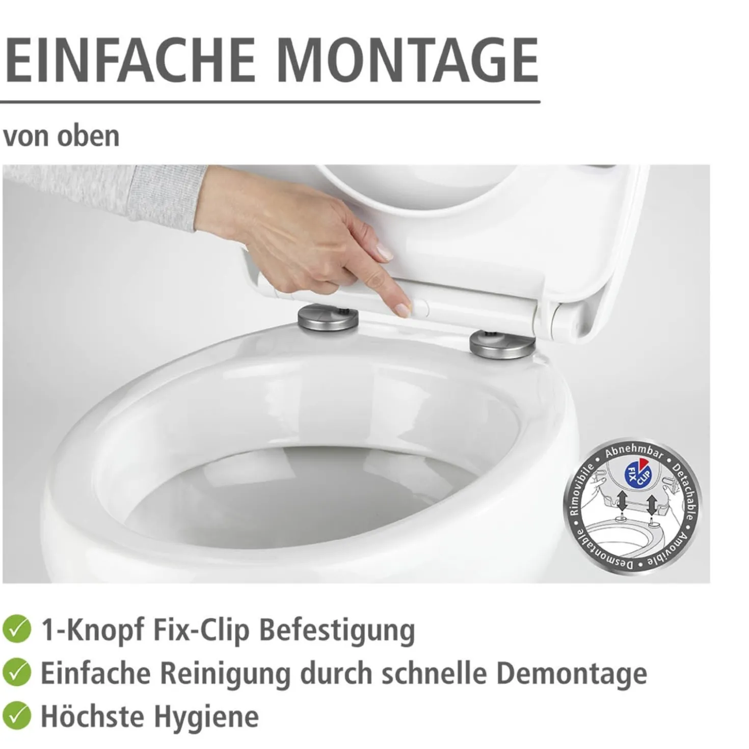 WENKO Toilettensitz Mod. Baltic Hochglanz, WC-Sitz mit Absenkautomatik, Schnellbefestigung