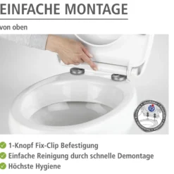 WENKO Toilettensitz Mod. Varoni, WC-Sitz mit Absenkautomatik, Schnellbefestigung, aus antibakteriellem, stabilem Duroplast