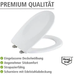 WENKO Toilettensitz Mod. Varoni, WC-Sitz mit Absenkautomatik, Schnellbefestigung, aus antibakteriellem, stabilem Duroplast