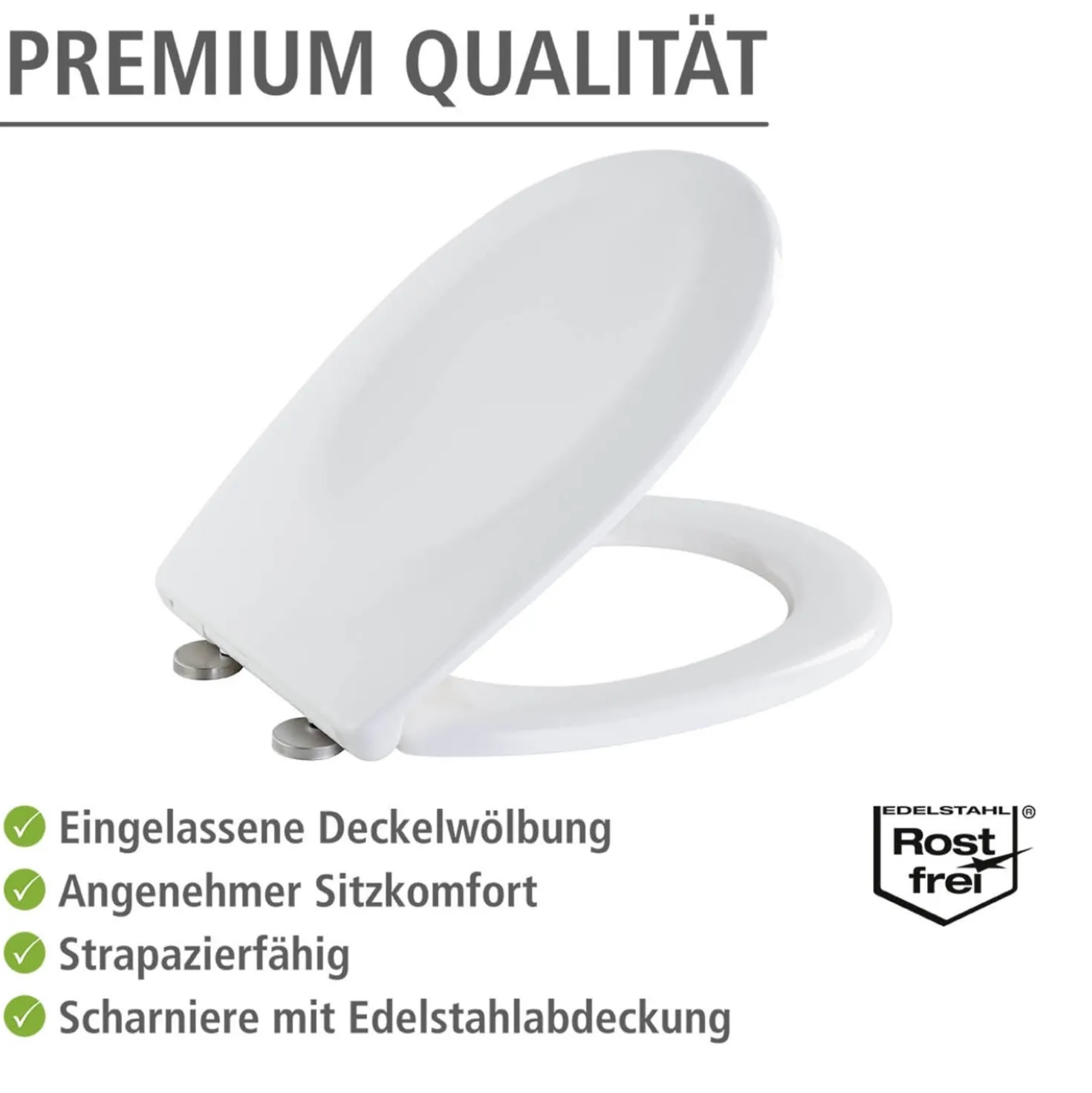 WENKO Toilettensitz Mod. Varoni, WC-Sitz mit Absenkautomatik, Schnellbefestigung, aus antibakteriellem, stabilem Duroplast