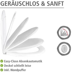 WENKO Toilettensitz Mod. Varoni, WC-Sitz mit Absenkautomatik, Schnellbefestigung, aus antibakteriellem, stabilem Duroplast