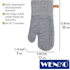 WENKO Topfhandschuhe "Ada Stripes" Grau