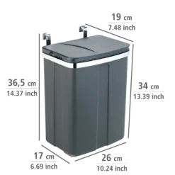 WENKO Tür-Abfalleimer, 12 Liter, zum Einhängen in Schrank und Schublade